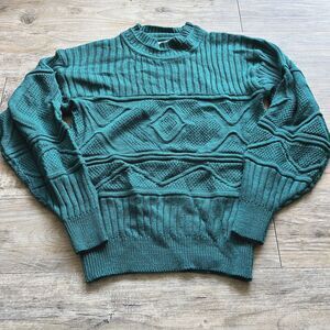 Vintage Sweater Knit Women's Medium 90s Saturdays Oversized Green Teal